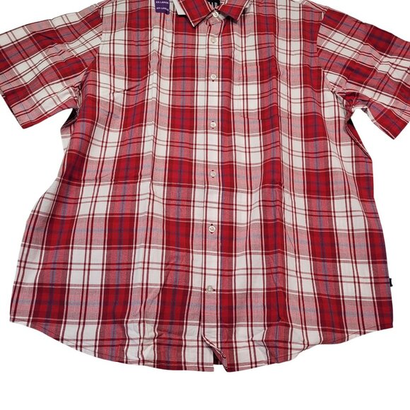 GAP Men's Red Plaid Short Sleeve Button-Up Cotton Poplin Shirt Size XX-Large - Picture 5 of 12
